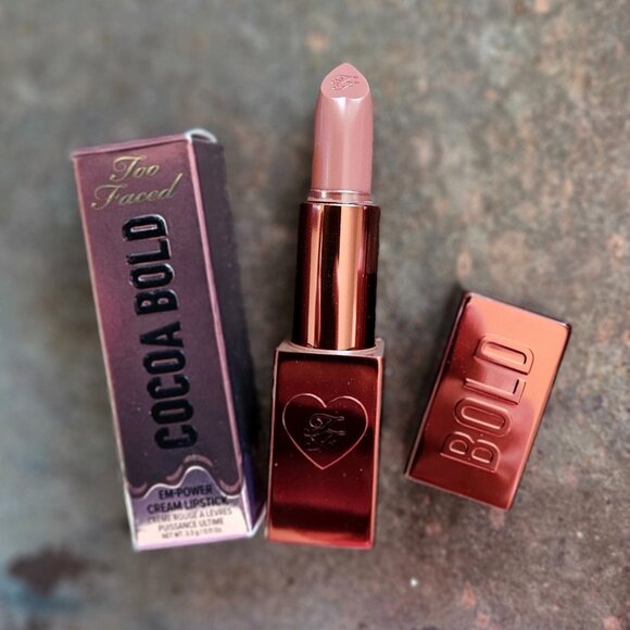 Too Faced GANACHE Cocoa Bold Em Power Cream Lipstick Full Size .11 oz NIB! - Picture 1 of 2